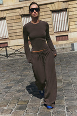T-shirt manches évasées Chocolat