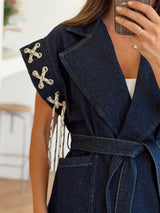 Gilet en jean ceinturé