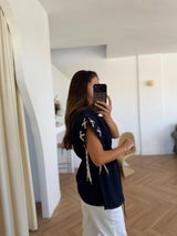 Gilet en jean ceinturé
