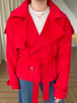 Veste en velours côtelé ceinturée