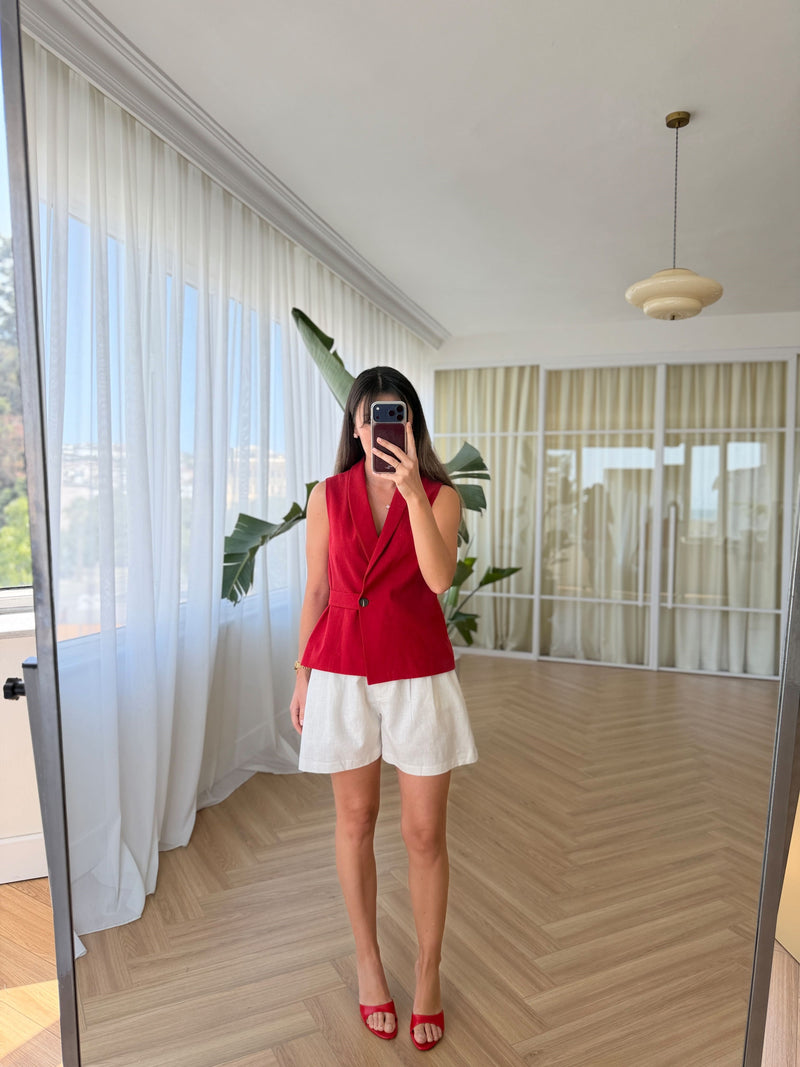 Short en lin à poches