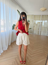 Short en lin à poches