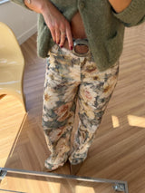 Jean taille haute à fleurs