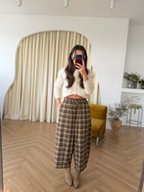 Pantalon à carreaux taille élastique