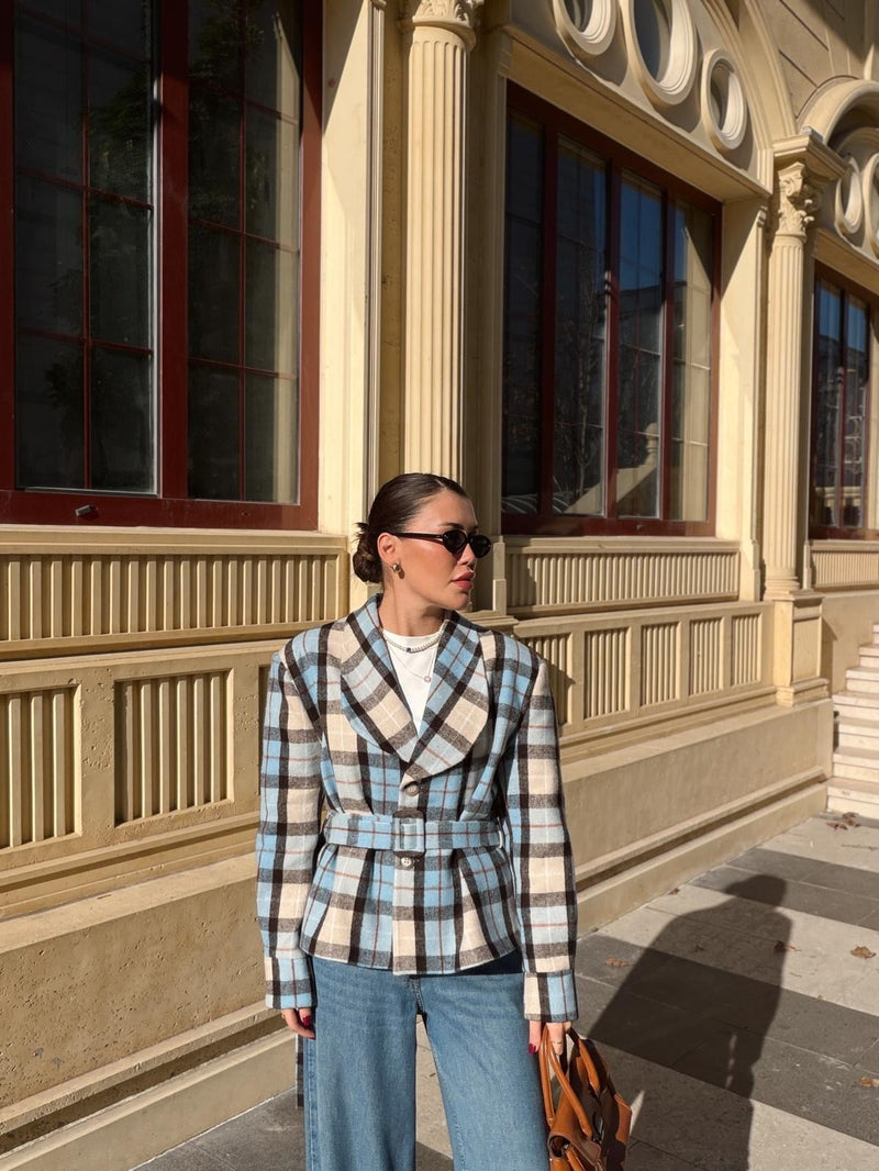 Veste à carreaux doublée