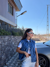 Gilet en jean à pois