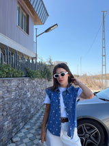 Gilet en jean à pois
