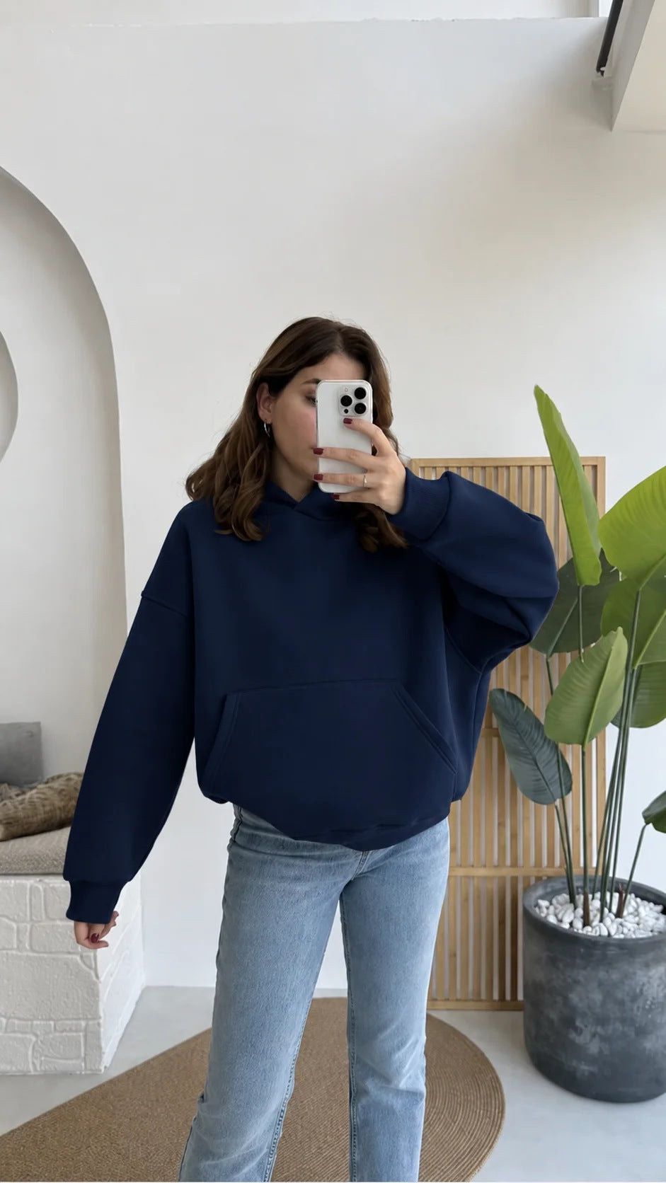 Hoodie Oversize 100% Coton marine