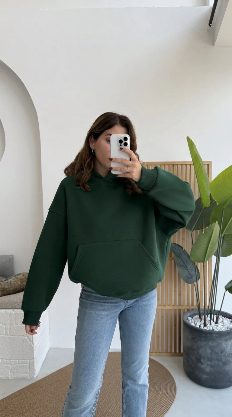 Hoodie Oversize 100% Coton vert