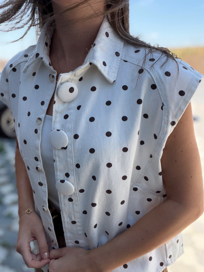 Gilet en toile à pois
