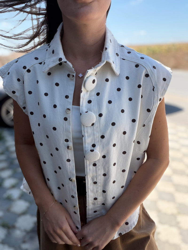 Gilet en toile à pois