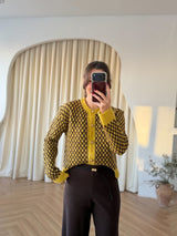Cardigan jaune à motifs