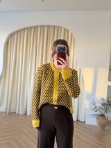 Cardigan jaune à motifs