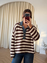 Pull rayé à col en jean