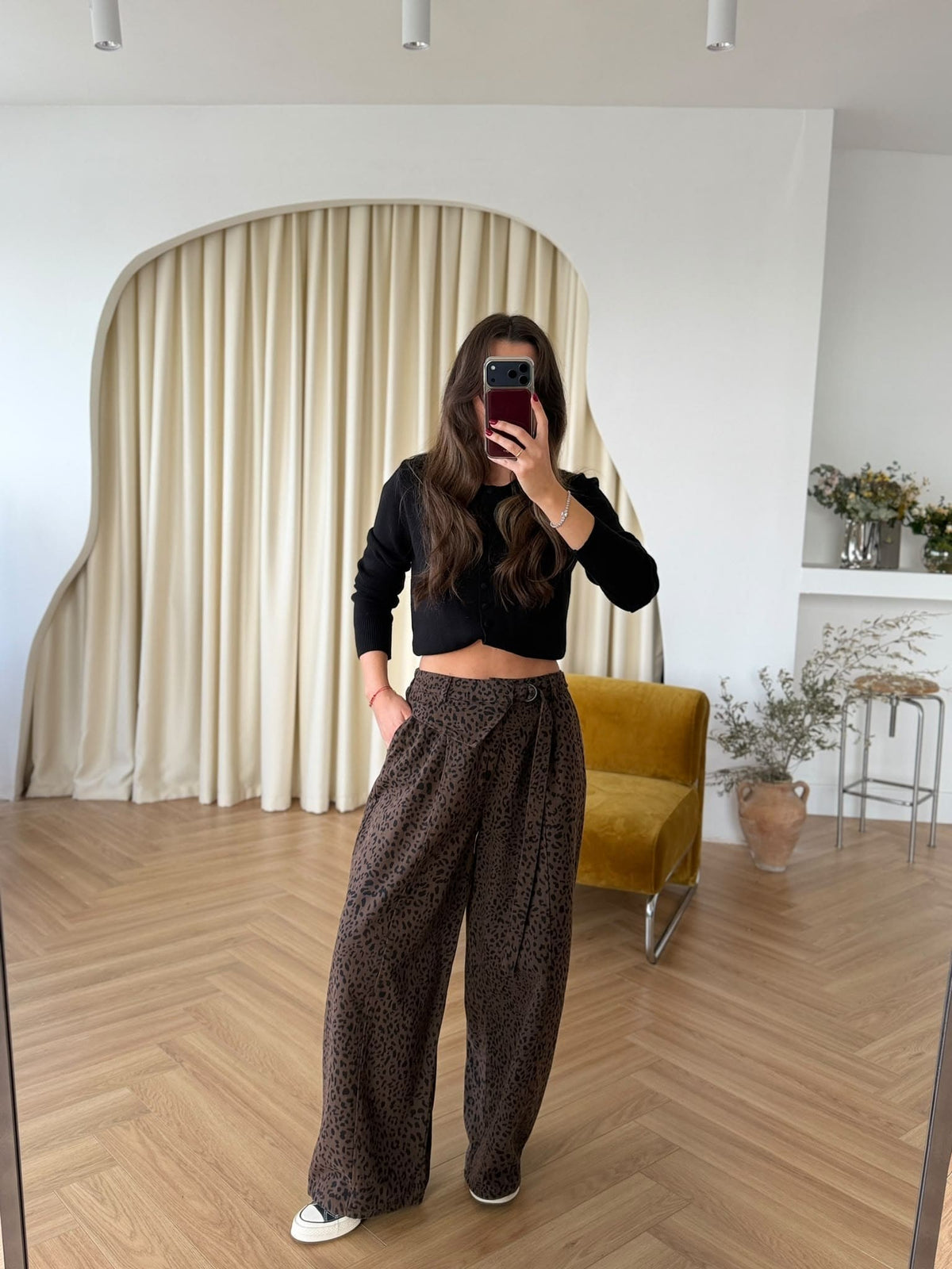 Pantalon léopard ceinturé