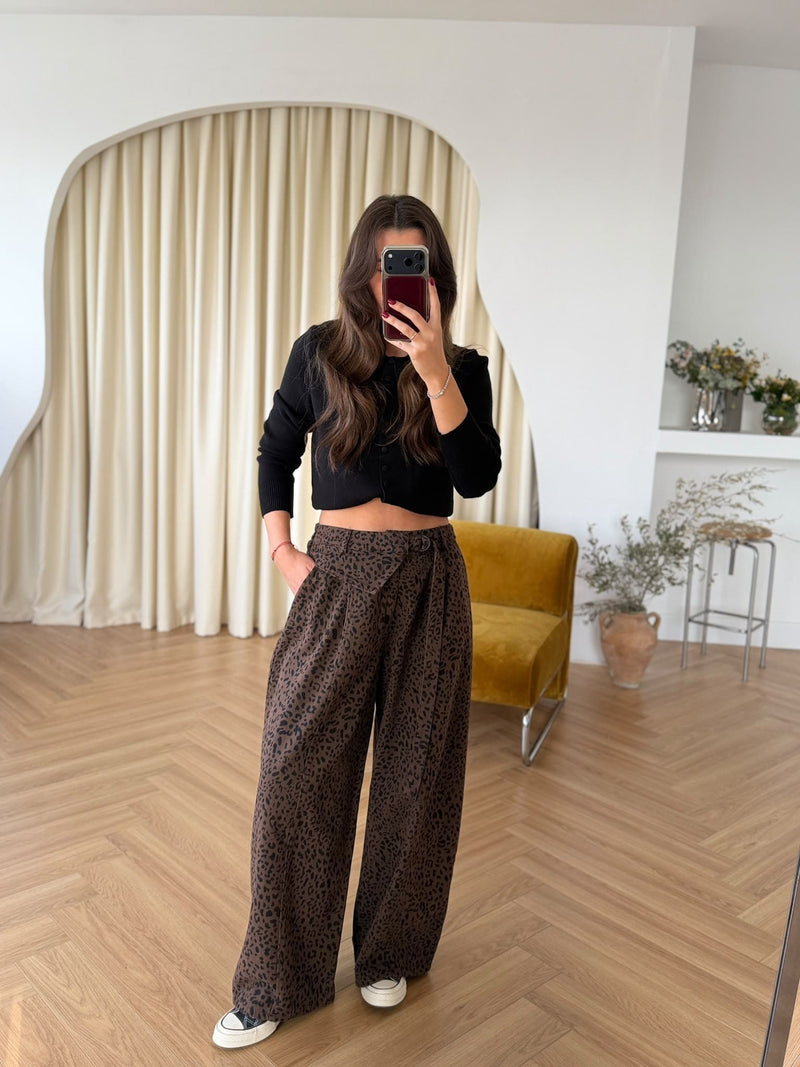 Pantalon léopard ceinturé