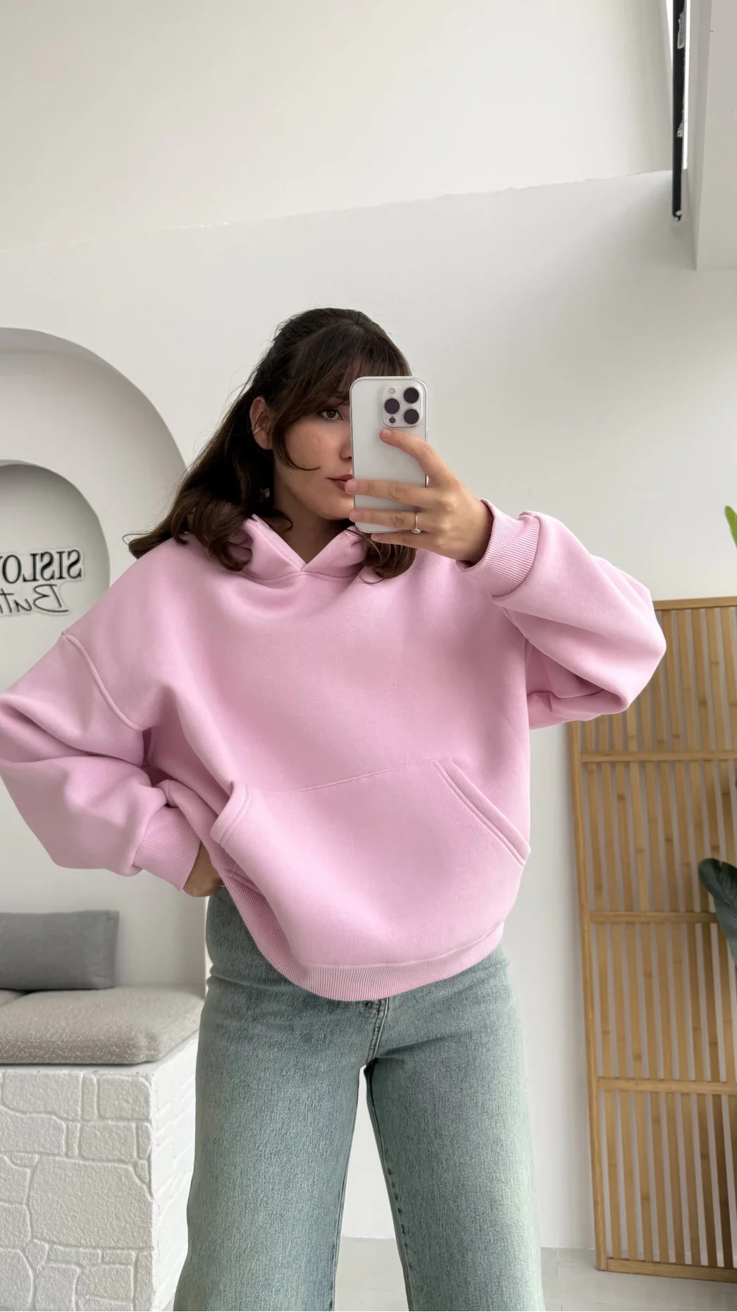 Hoodie Oversize 100% Coton rose