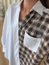 Chemise à carreaux à sequins