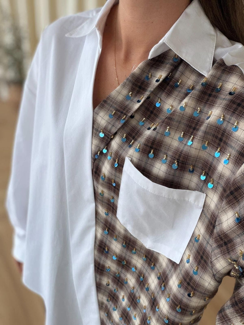 Chemise à carreaux à sequins