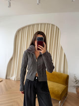 Veste zippée à col fourrure
