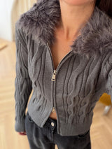 Veste zippée à col fourrure