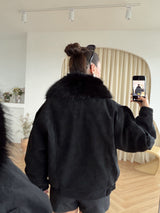 Blouson en nubuck doublé fourrure