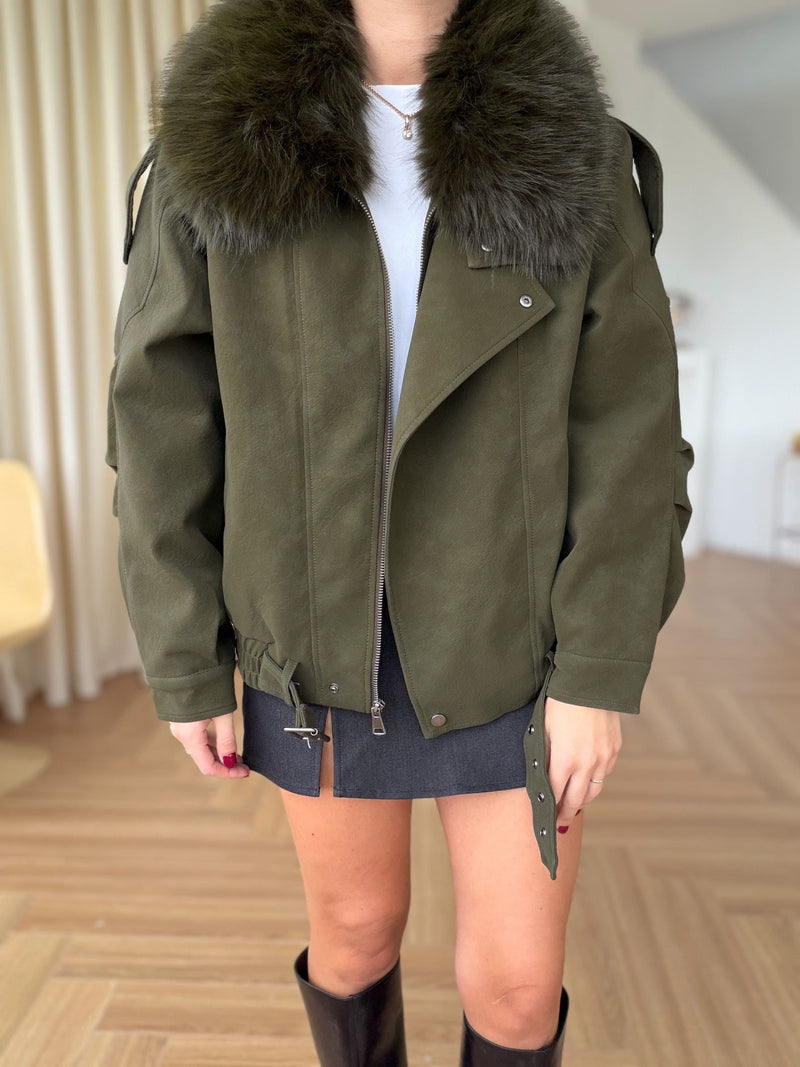 Blouson en nubuck doublé fourrure