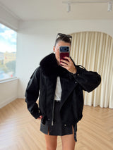 Blouson en nubuck doublé fourrure
