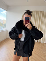 Blouson en nubuck doublé fourrure