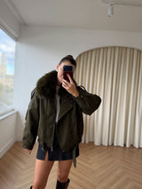Blouson en nubuck doublé fourrure