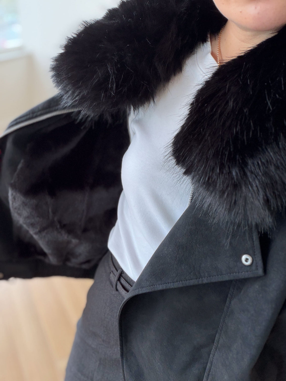 Blouson en nubuck doublé fourrure