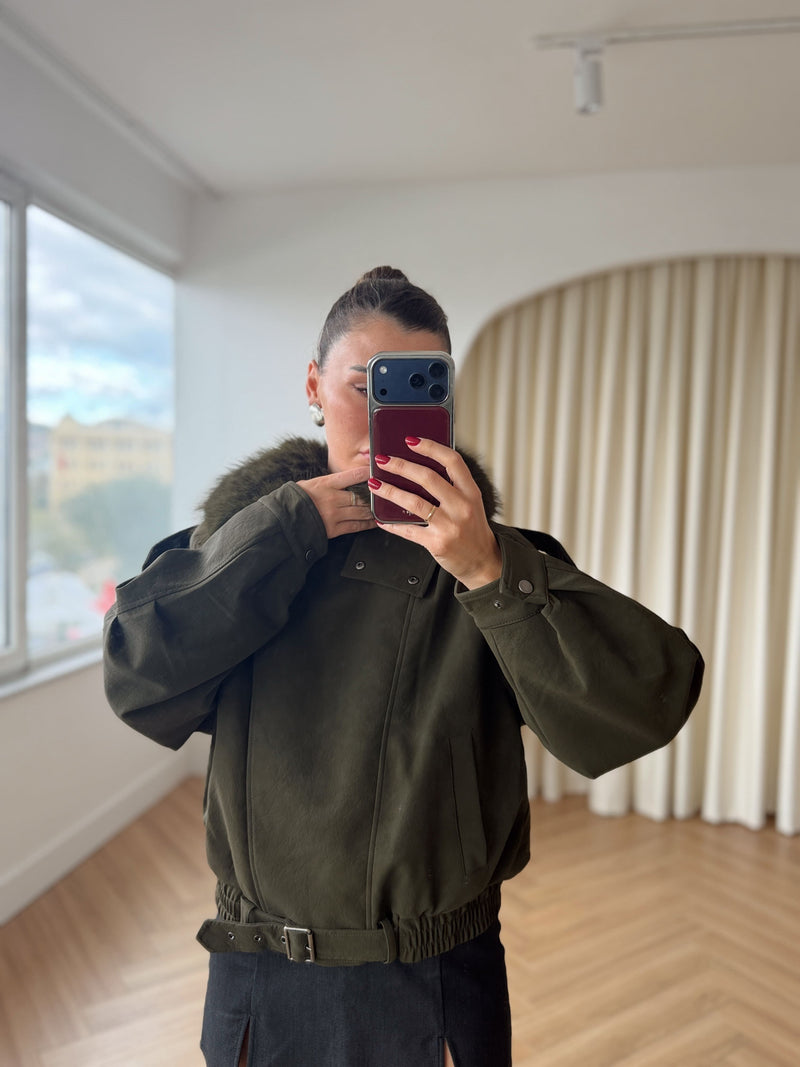Blouson en nubuck doublé fourrure