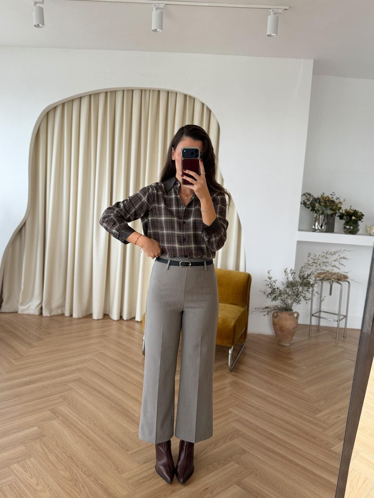 Pantalon taille haute à ceinture