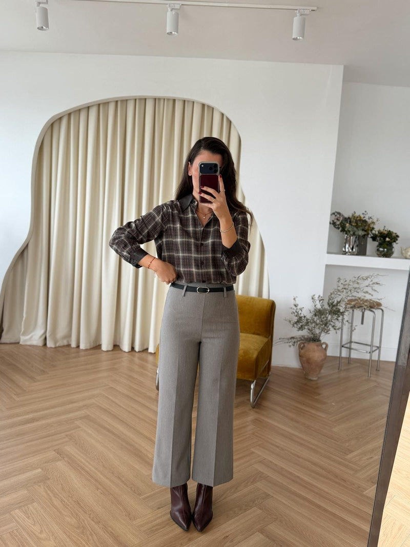 Pantalon taille haute à ceinture