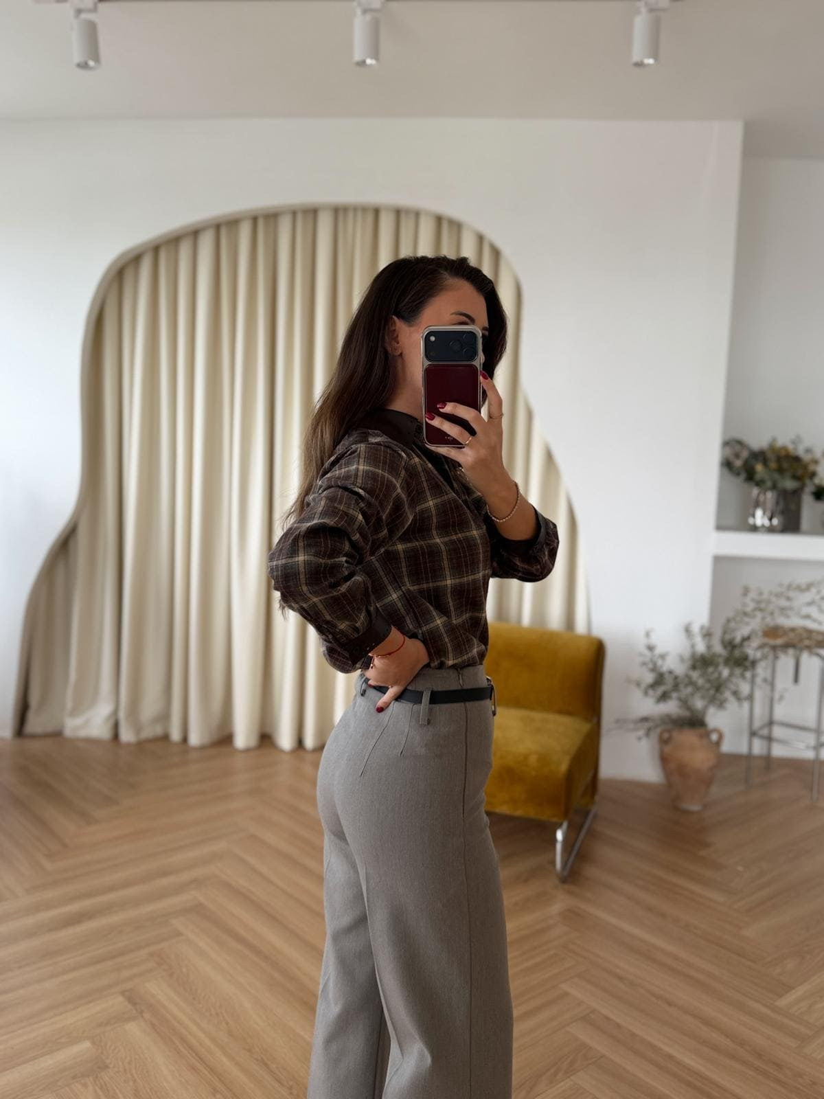 Pantalon taille haute à ceinture