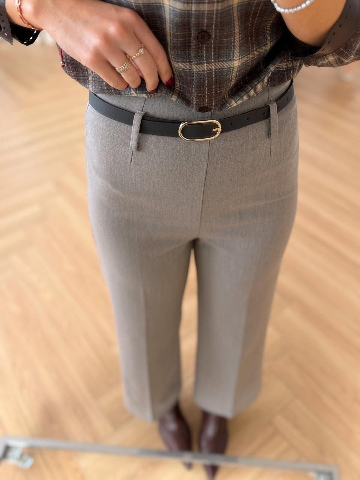 Pantalon taille haute à ceinture