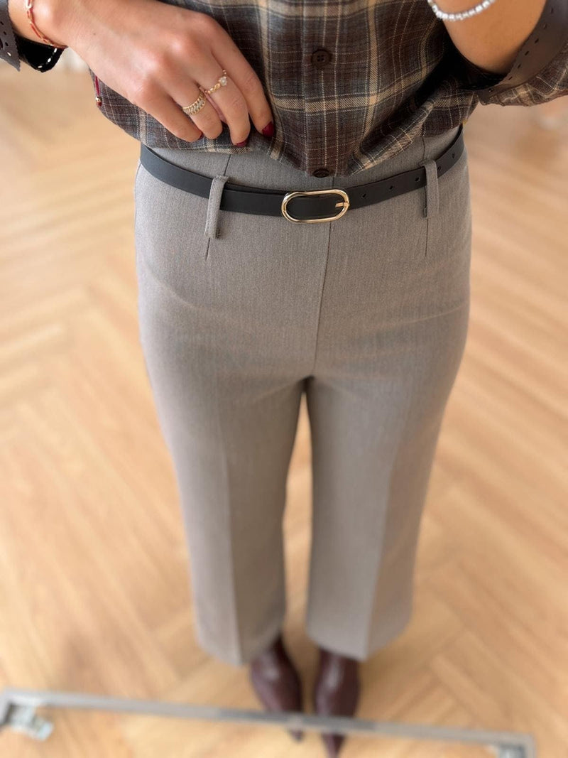 Pantalon taille haute à ceinture